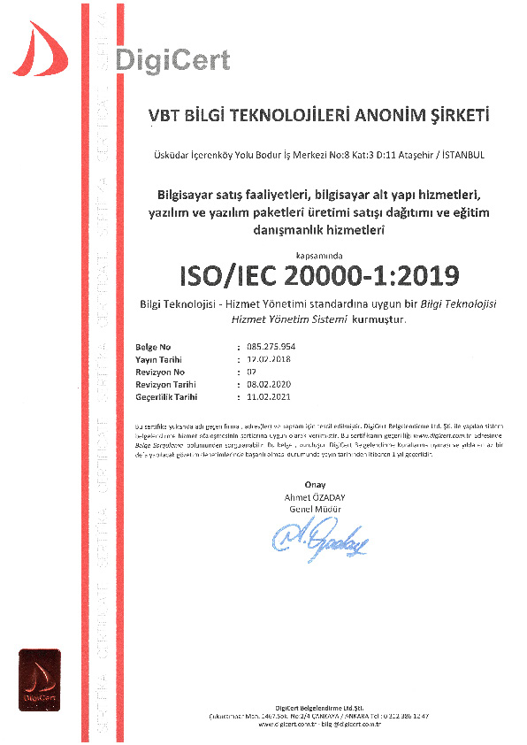 Bilgi Teknolojileri Hizmet Yönetim Sistemi ISO 20000-1:2011